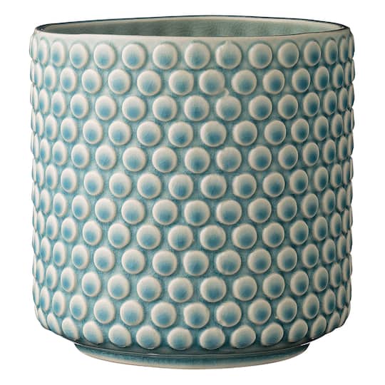 Hello Honey; Hello Honey® Round Polka Dot Stoneware Flower Pot; Category:Pots & Planters; Image:1